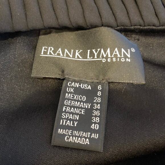 Frank Lyman Design black pleated shoulder overlay sheath dress size 6 - Picture 7 of 13